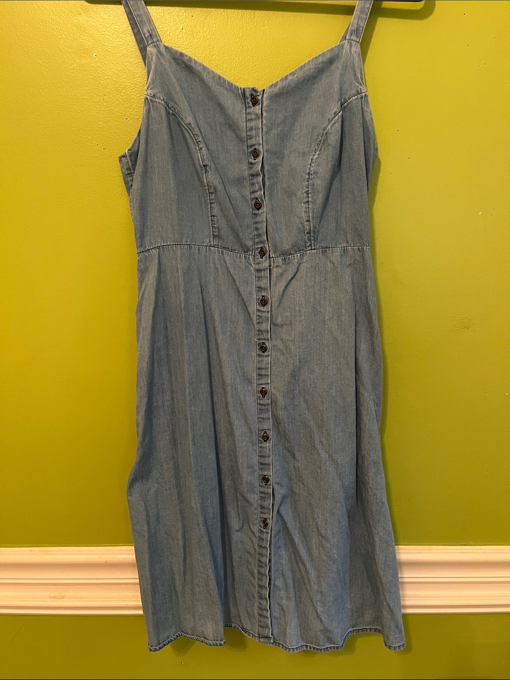 Denim front button Fitted Sundress